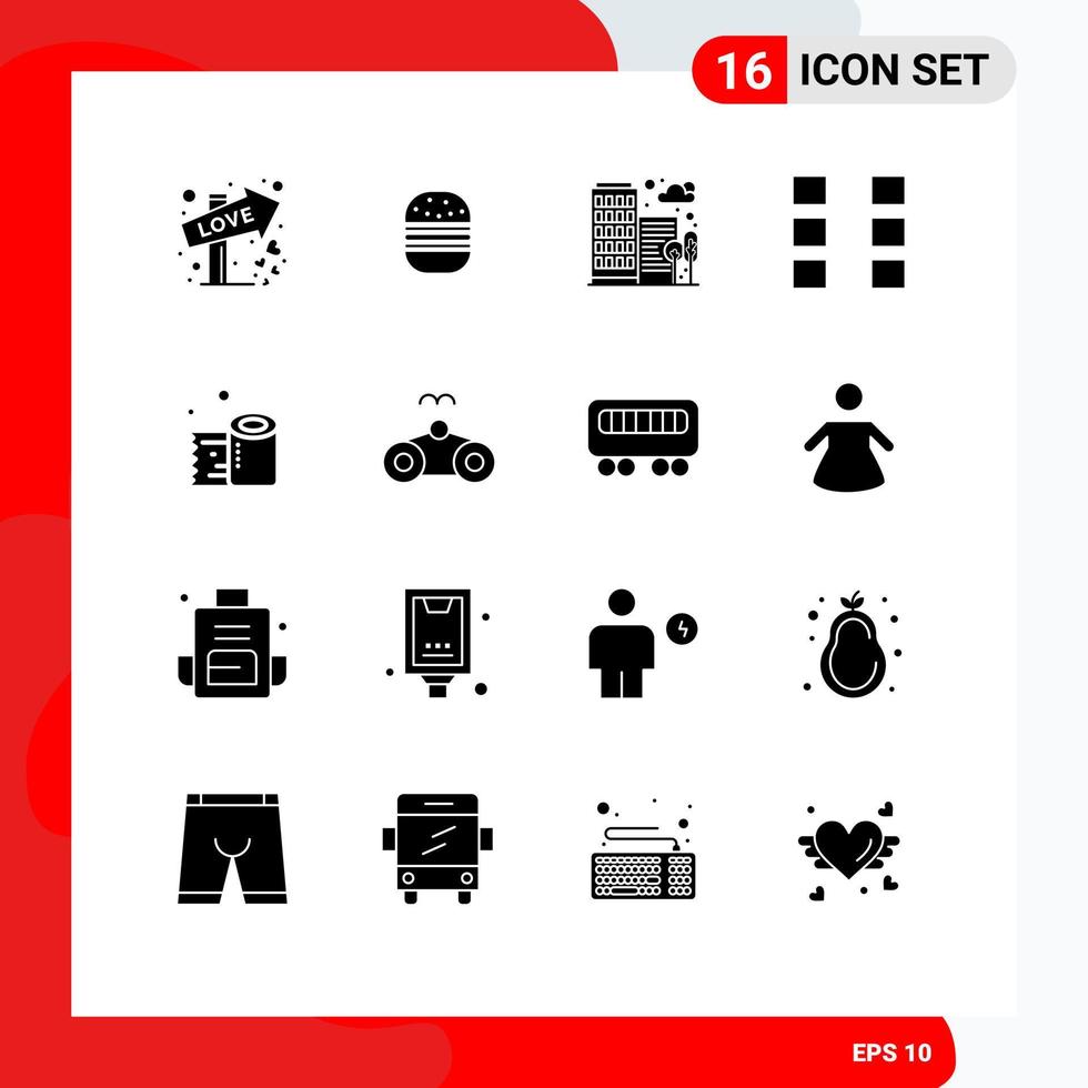 Aktienvektor-Icon-Pack mit 16 Linienzeichen und Symbolen für Papierrollen-Drahtmodell-Building-UX-Layout editierbare Vektordesign-Elemente vektor