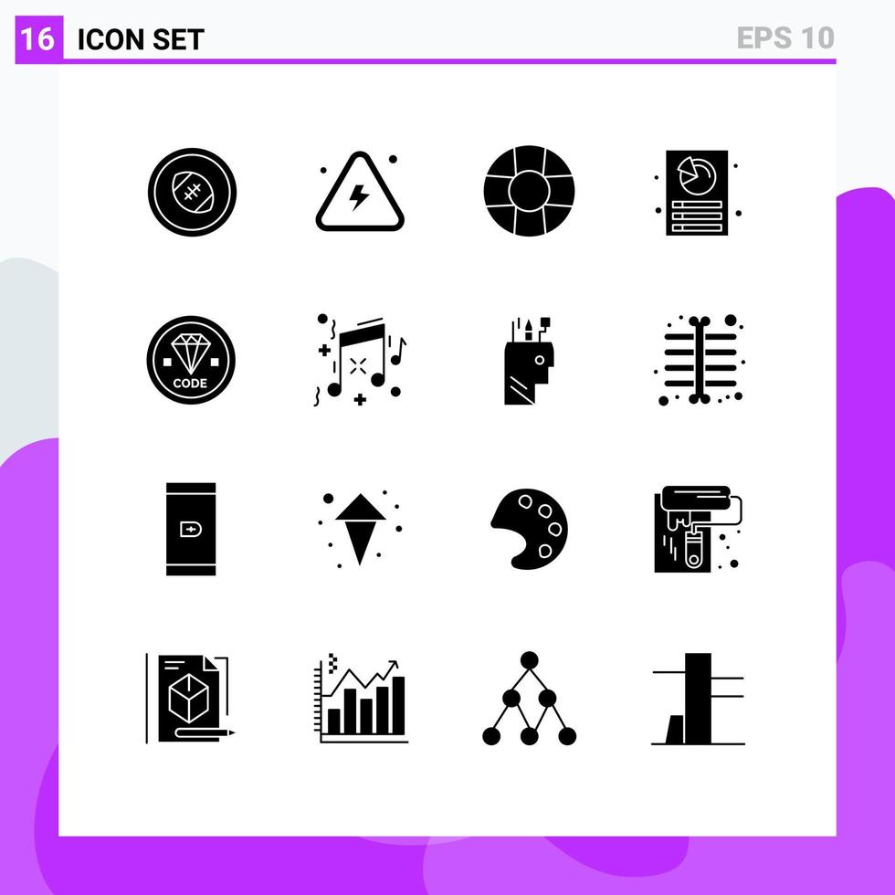 mobile schnittstelle solider glyphensatz von 16 piktogrammen des codierungsberichts hochdokumentierte analyse editierbare vektordesignelemente vektor