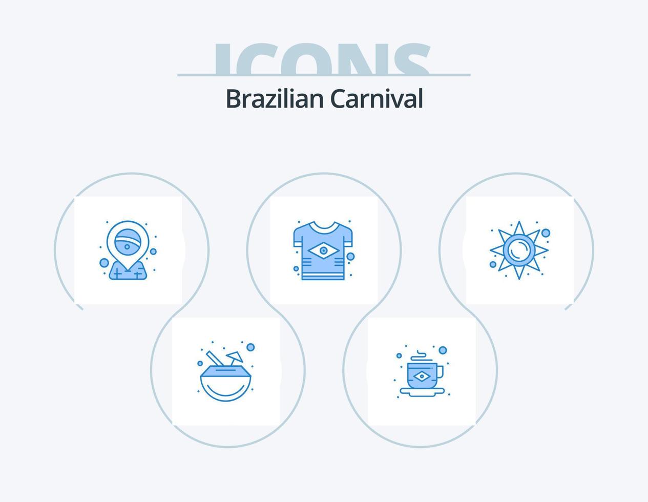 brasilianischer Karneval blau Icon Pack 5 Icon Design. Helligkeit. Flagge. Brasilien. Land. Brasilien vektor