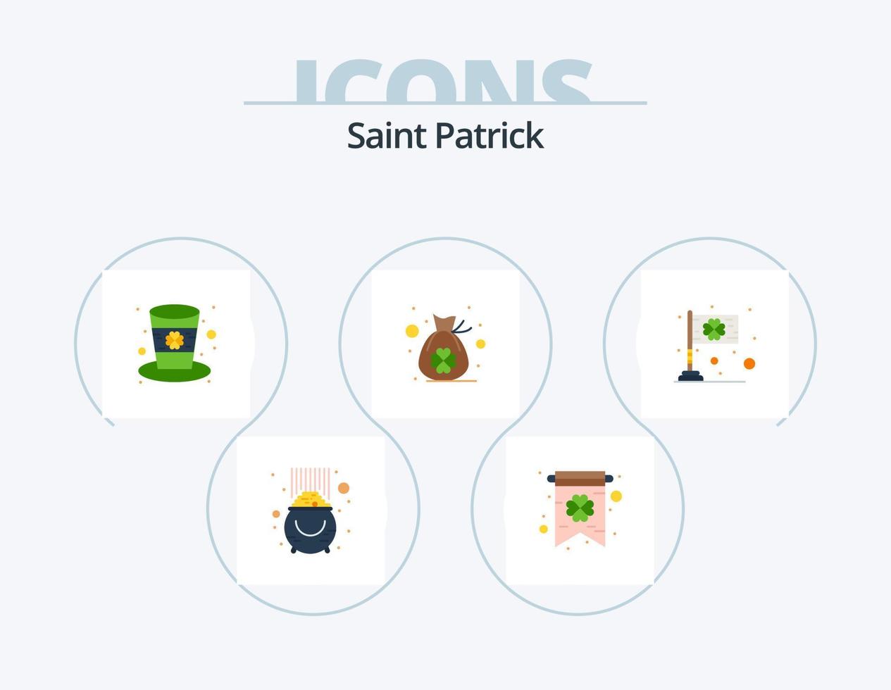 Saint Patrick Flat Icon Pack 5 Icon-Design. Festival. Glück. Tag. Kleeblatt. Tasche vektor