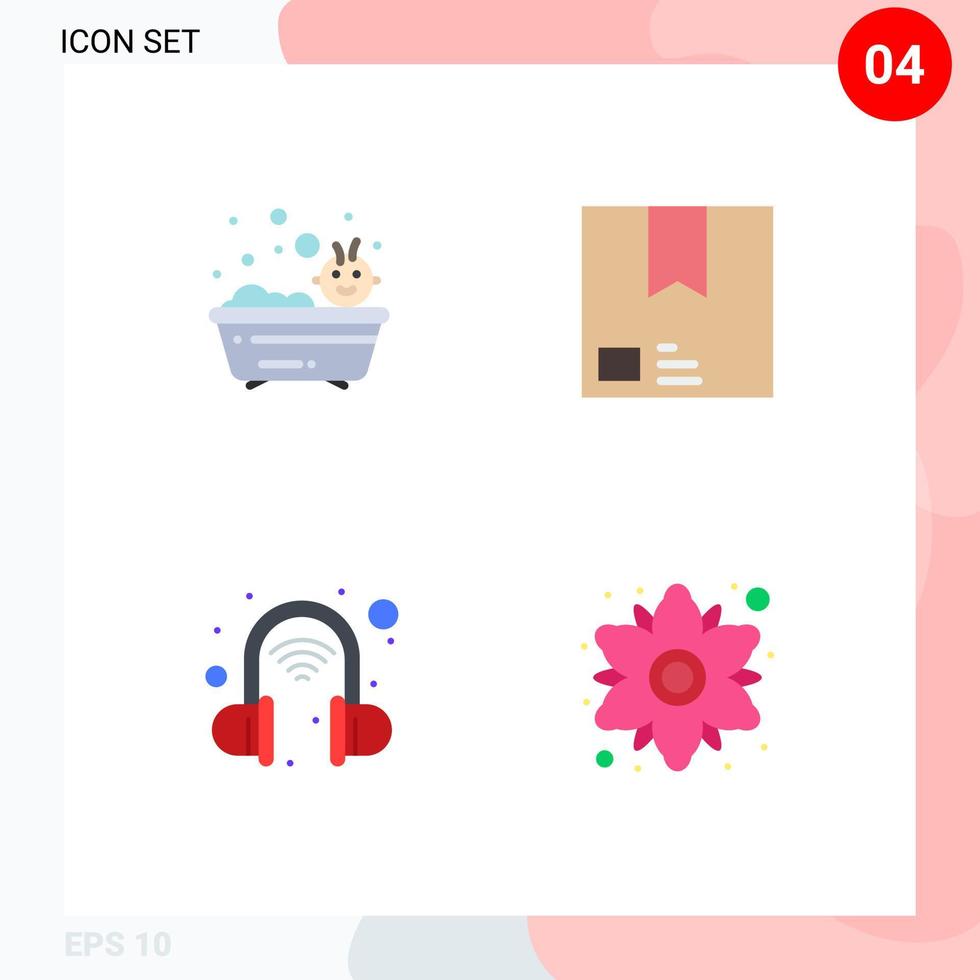 platt ikon packa av 4 universell symboler av bebis sändning dusch handel teknologi redigerbar vektor design element