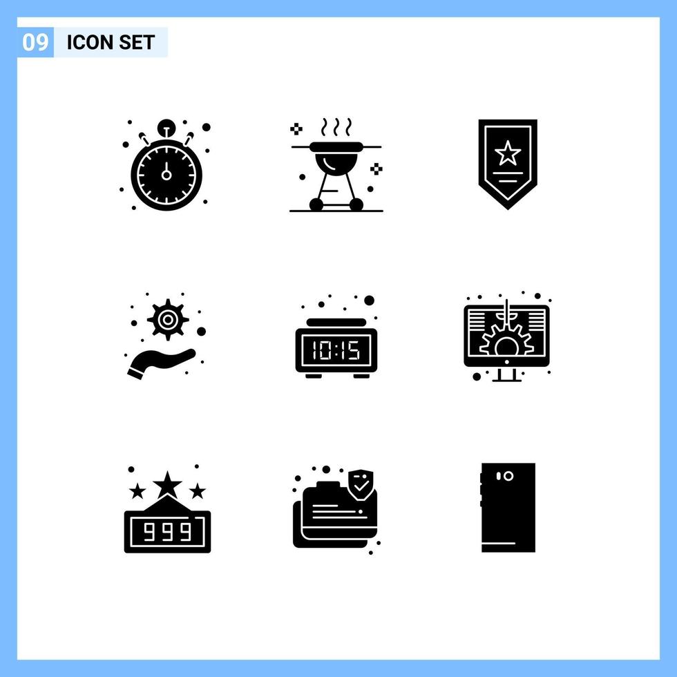 satz von 9 modernen ui-symbolen symbole zeichen für uhrunterstützung fleischoptimierung gewinner editierbare vektordesignelemente vektor