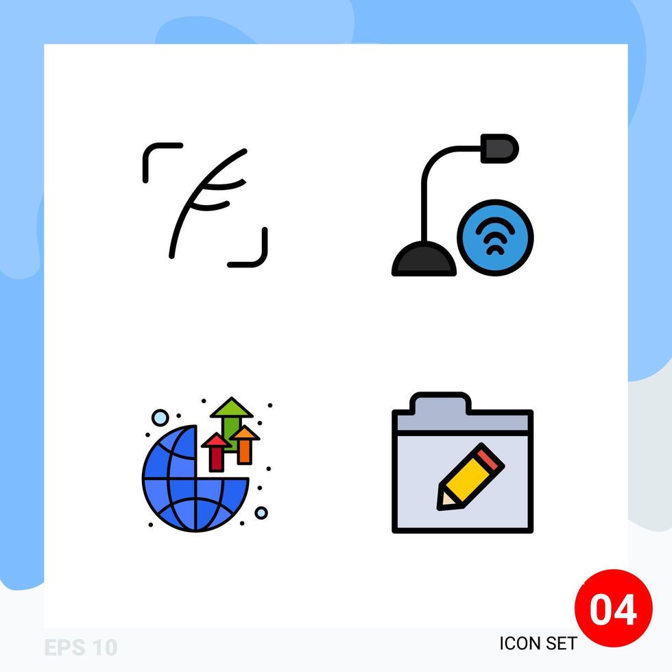 Stock Vector Icon Pack mit 4 Zeilenzeichen und Symbolen für Twitter Global Social Gadget World editierbare Vektordesign-Elemente