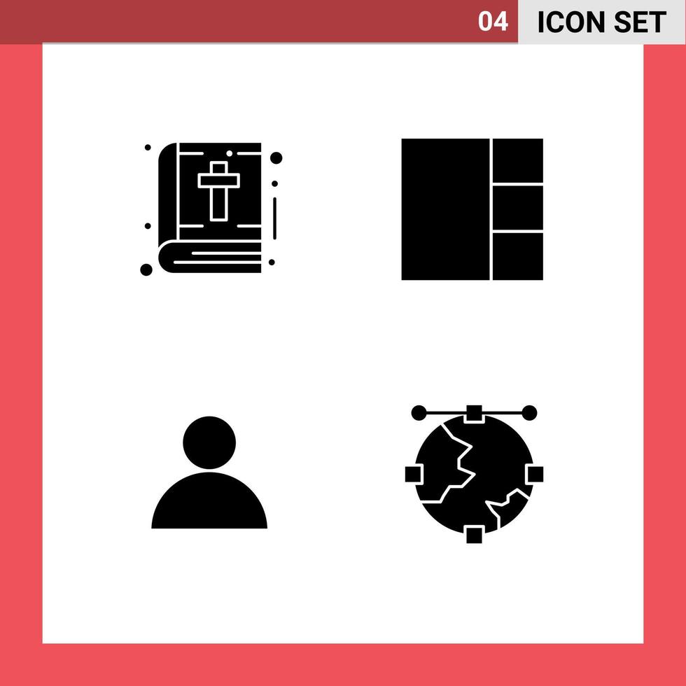 4 tematiska vektor fast glyfer och redigerbar symboler av bibel ankare tacksägelse konto utveckling redigerbar vektor design element