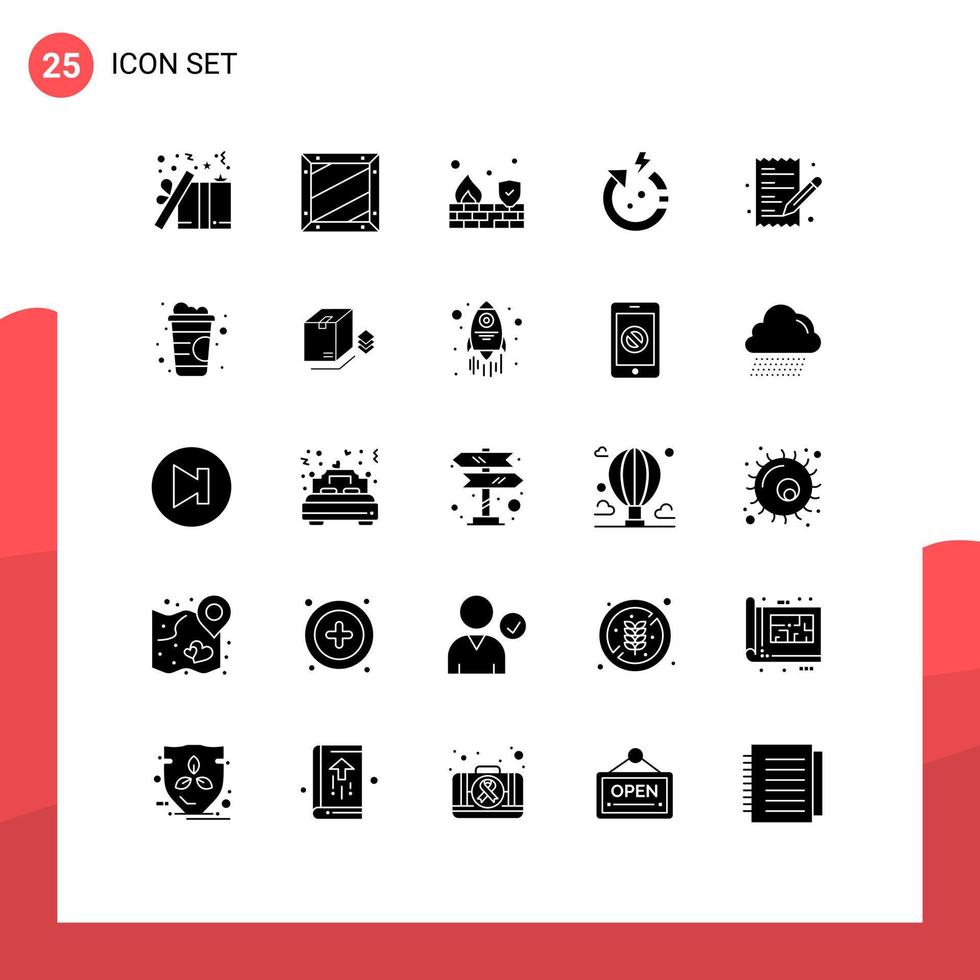 uppsättning av 25 modern ui ikoner symboler tecken för värld kraft utveckling pil säkerhet redigerbar vektor design element