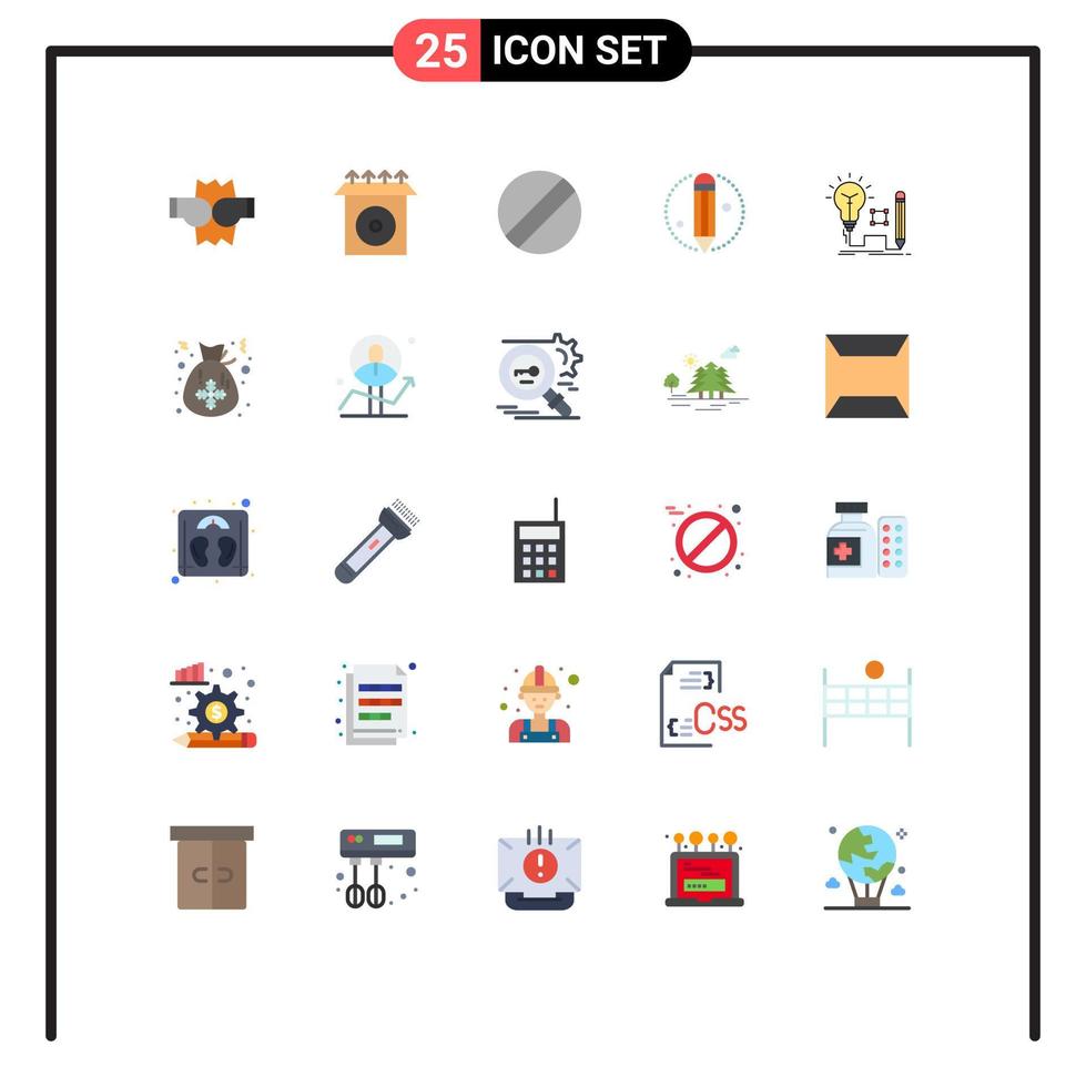 Stock Vector Icon Pack mit 25 Linienzeichen und Symbolen für Feiern Glühbirne kreative Lampe Einblick editierbare Vektordesign-Elemente