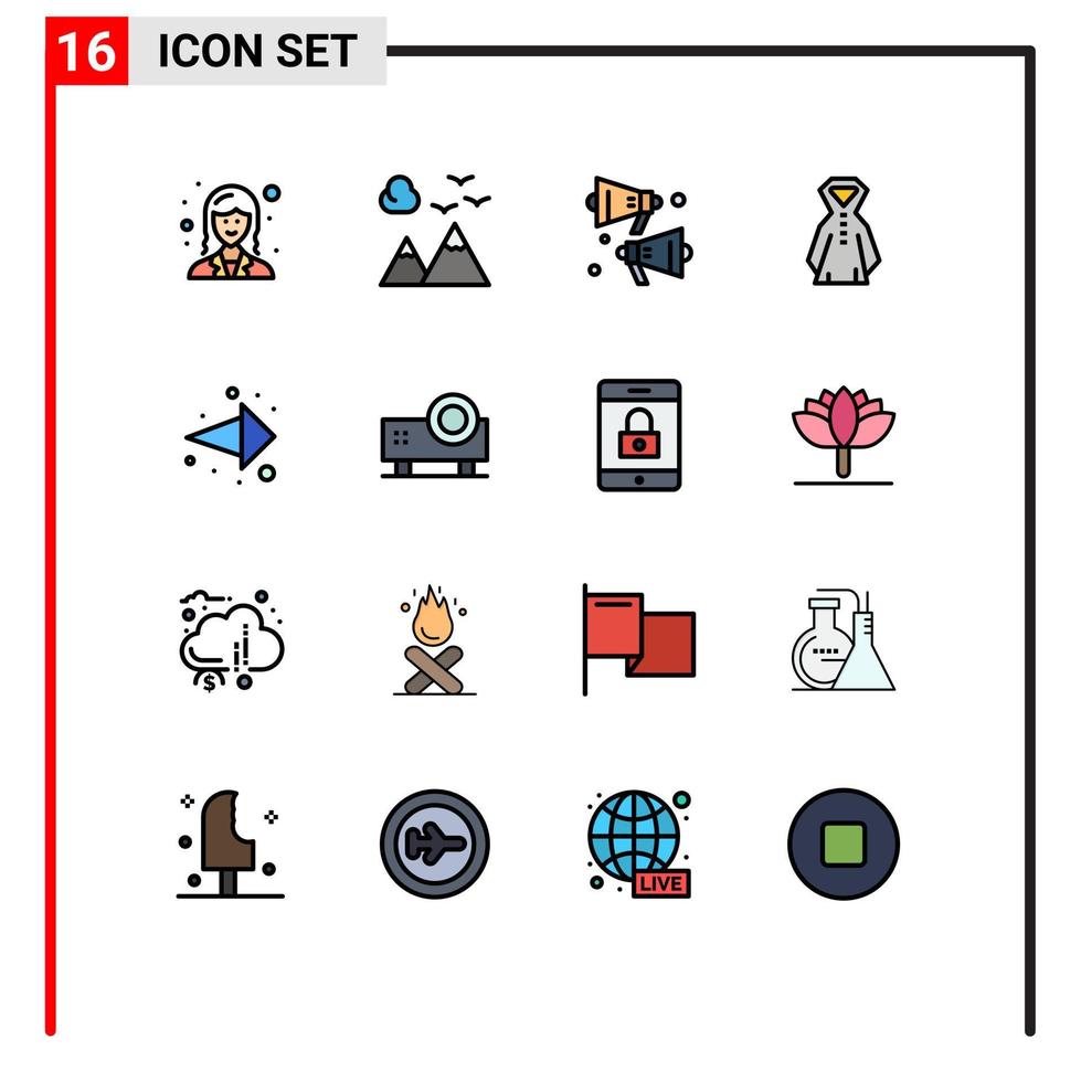 16 platt Färg fylld linje begrepp för webbplatser mobil och appar multimedia riktning högt pil regn redigerbar kreativ vektor design element