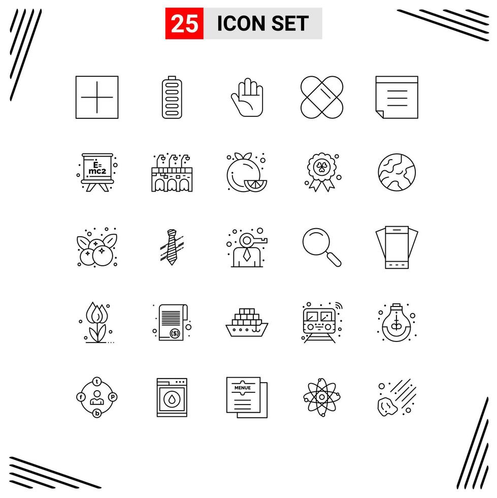 uppsättning av 25 modern ui ikoner symboler tecken för utbildning svarta tavlan sluta formel notera redigerbar vektor design element