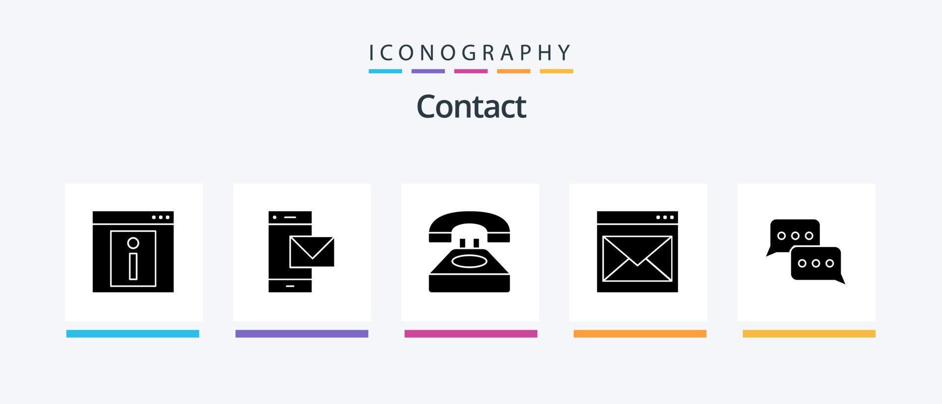 Kontakt Glyph 5 Icon Pack inklusive Kontakt. Kommunikation. Telefon. Gespräch. Kontakt. kreatives Symboldesign vektor
