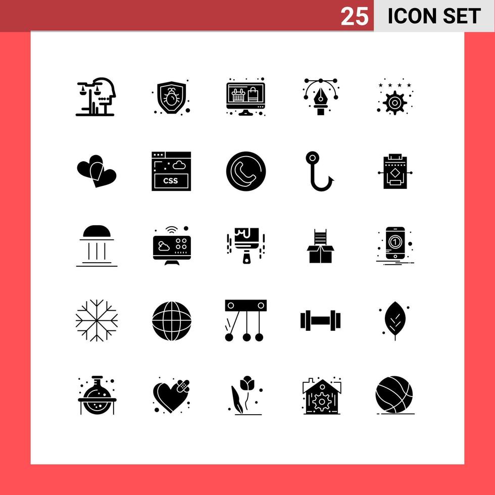 25 universell fast glyf tecken symboler av bokmärke grafisk dator teckning kreativ redigerbar vektor design element