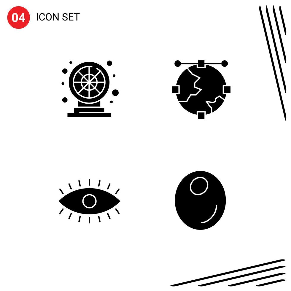 Packung mit modernen soliden Glyphen Zeichen und Symbolen für Web-Printmedien wie Wheel Eye Play Development Watch editierbare Vektordesign-Elemente vektor