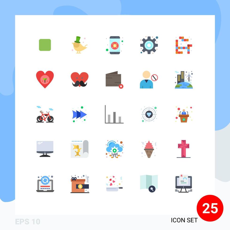 packa av 25 modern platt färger tecken och symboler för webb skriva ut media sådan som miljö spela investering spel inställningar redigerbar vektor design element