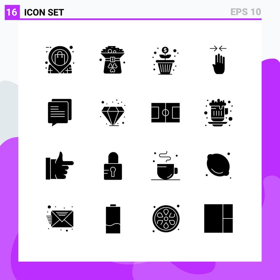 16 fast glyf begrepp för webbplatser mobil och appar nypa fyra finger hatt pil pengar redigerbar vektor design element