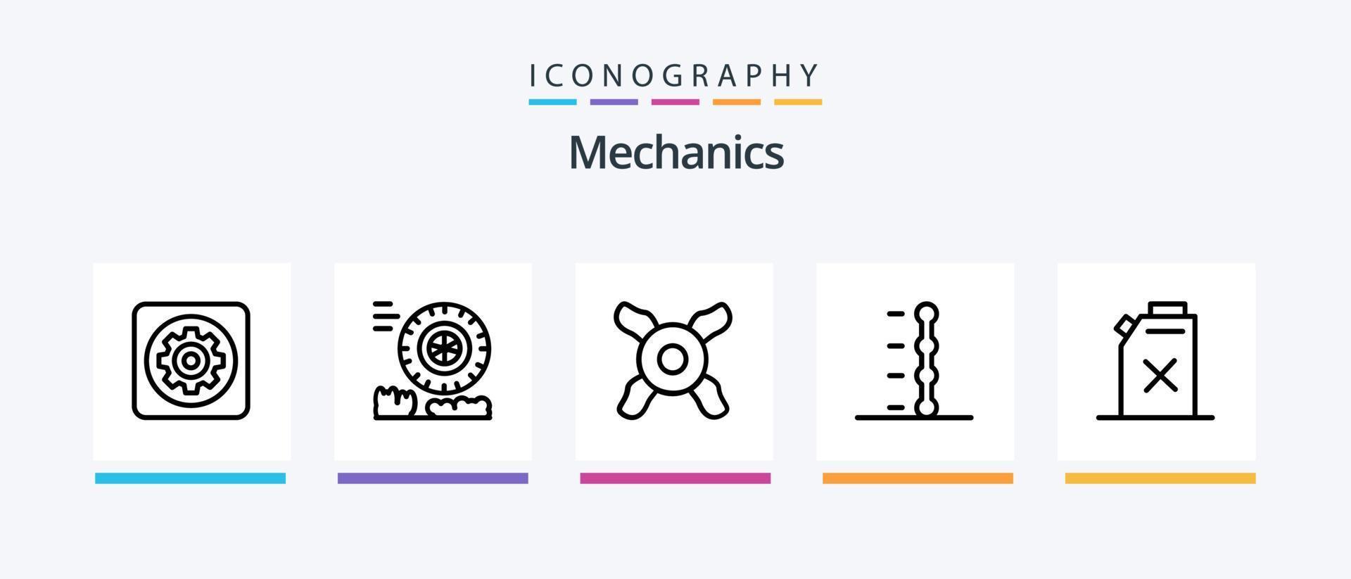 Mechanik Linie 5 Icon Pack inklusive . Motor. Kraftstoff. kreatives Symboldesign vektor