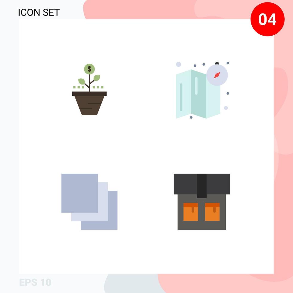 modern uppsättning av 4 platt ikoner och symboler sådan som tillväxt plats finansiera pengar kaskad redigerbar vektor design element