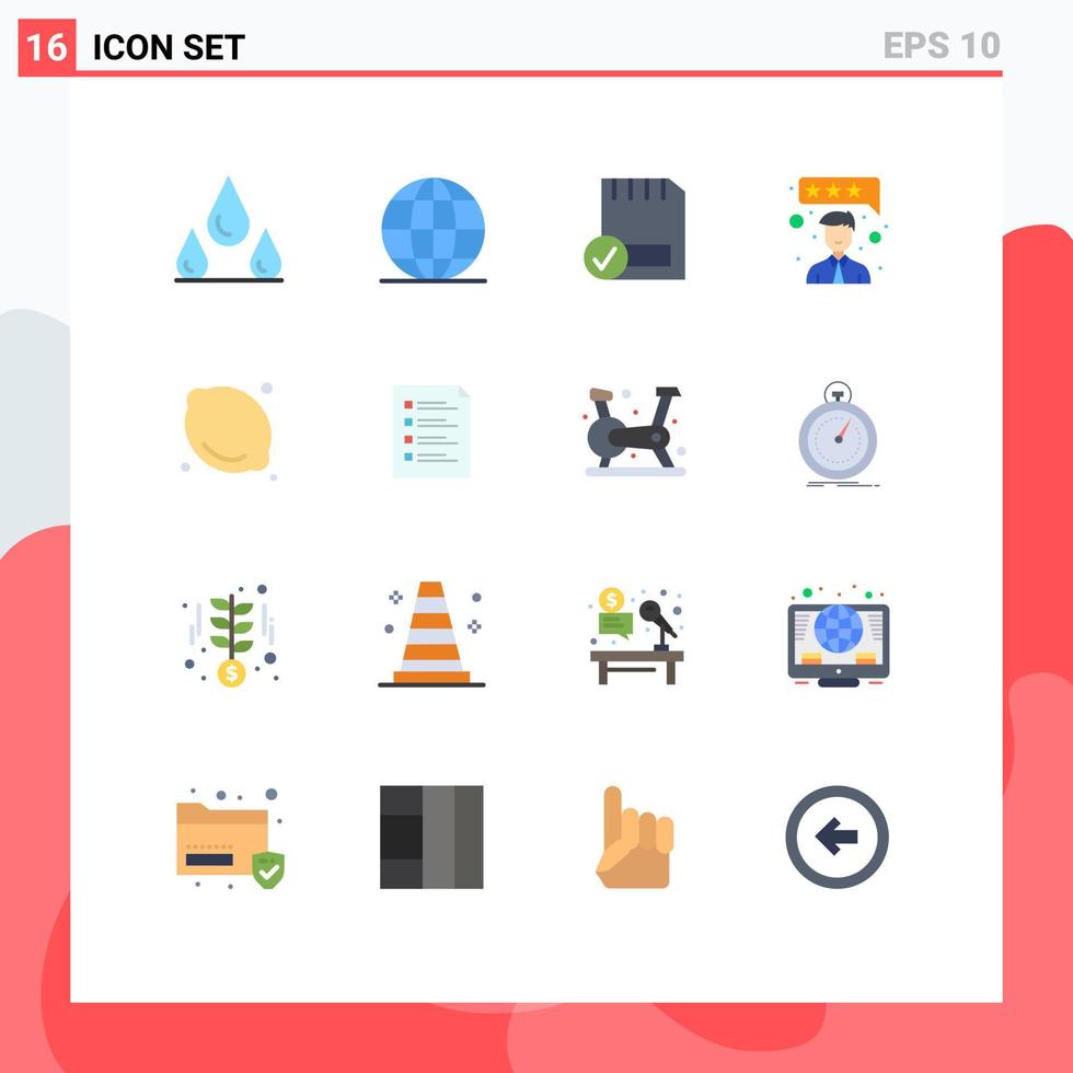 16 universelle flache Farben für Web- und mobile Anwendungen Zitronenlebensmittelcomputer überprüfen die Kundenzufriedenheit editierbares Paket kreativer Vektordesignelemente vektor