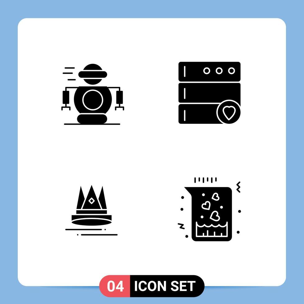 universelle Symbolsymbole Gruppe von 4 modernen soliden Glyphen menschlicher Bildung Roboterserver chemisch editierbare Vektordesign-Elemente vektor