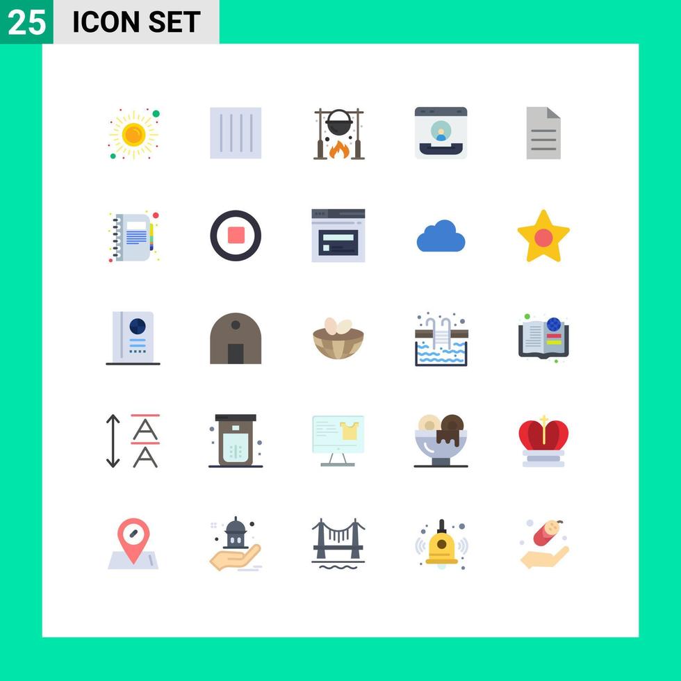 25 användare gränssnitt platt Färg packa av modern tecken och symboler av kommunikation ring upp torr matlagning picknick redigerbar vektor design element