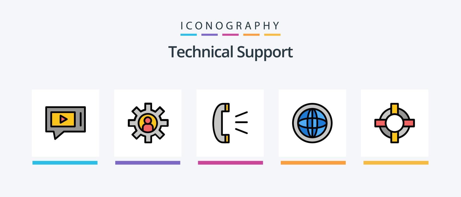 technische Support-Hotline gefüllt 5 Icon Pack inklusive Chat. Kundendienst. Hilfe. Kundendienst. Antworten. kreatives Symboldesign vektor
