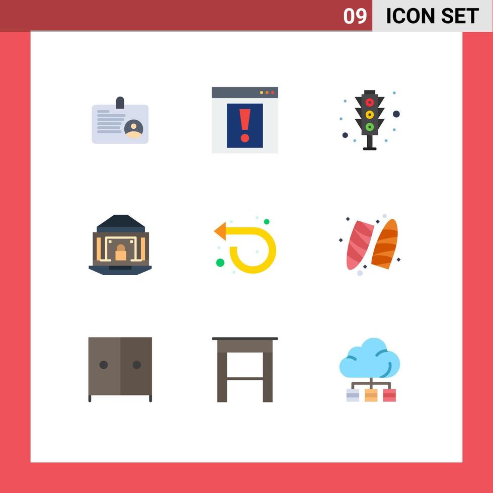 editierbares Vektorlinienpaket mit 9 einfachen flachen Farben von Pfeilsperrsignalen editierbare Vektordesignelemente der Internetbank vektor