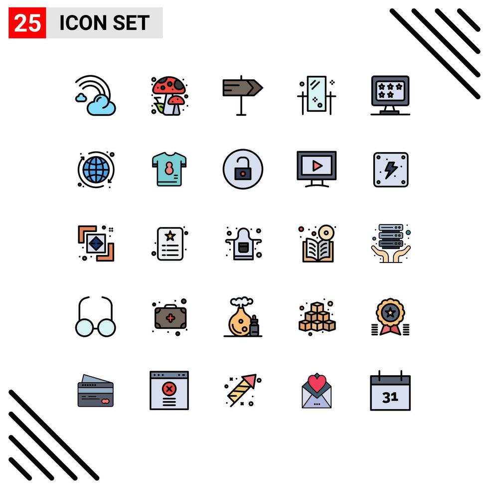 uppsättning av 25 modern ui ikoner symboler tecken för övervaka reflexion riktning spegel byrå redigerbar vektor design element