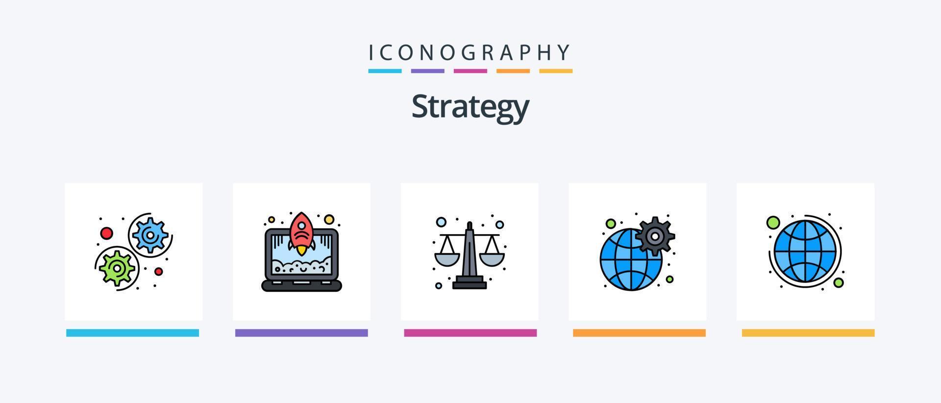Strategielinie gefüllt 5 Icon Pack inklusive . Ziel. Wachstum. Publikum. Verwaltung. kreatives Symboldesign vektor