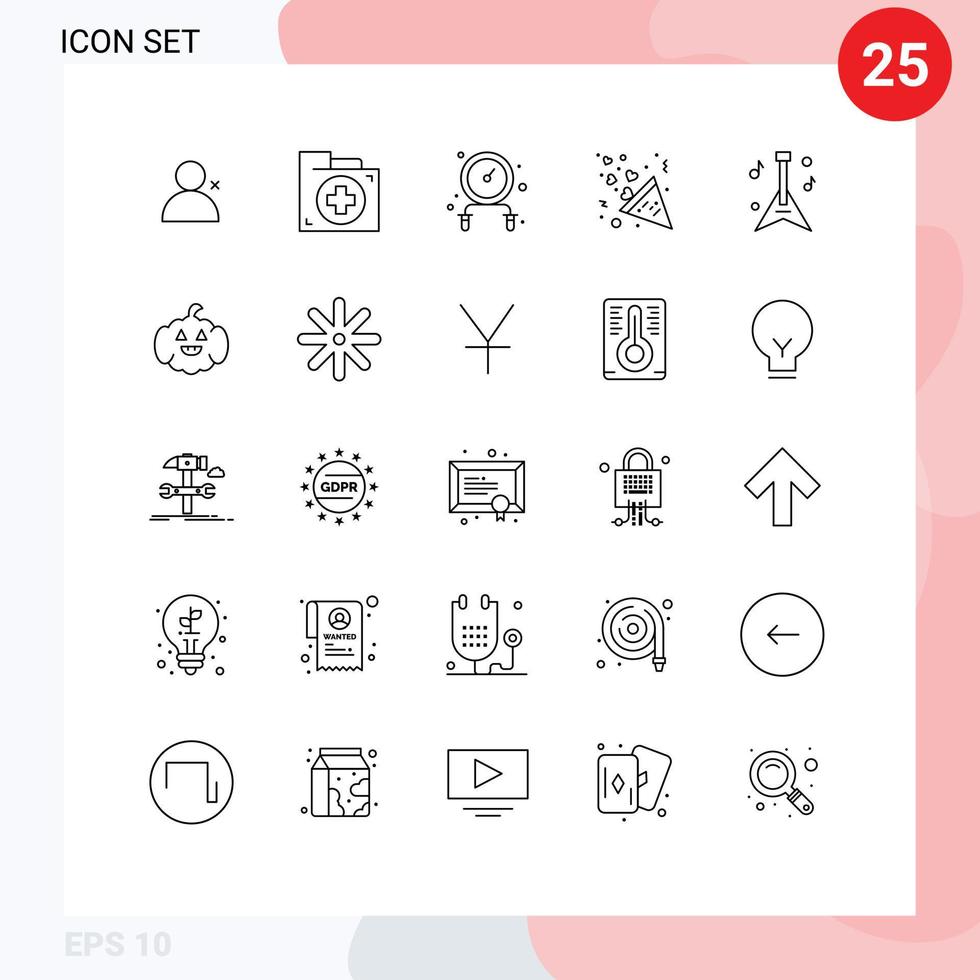 25 kreativ ikoner modern tecken och symboler av musik gitarr övning kärlek fyrverkeri redigerbar vektor design element