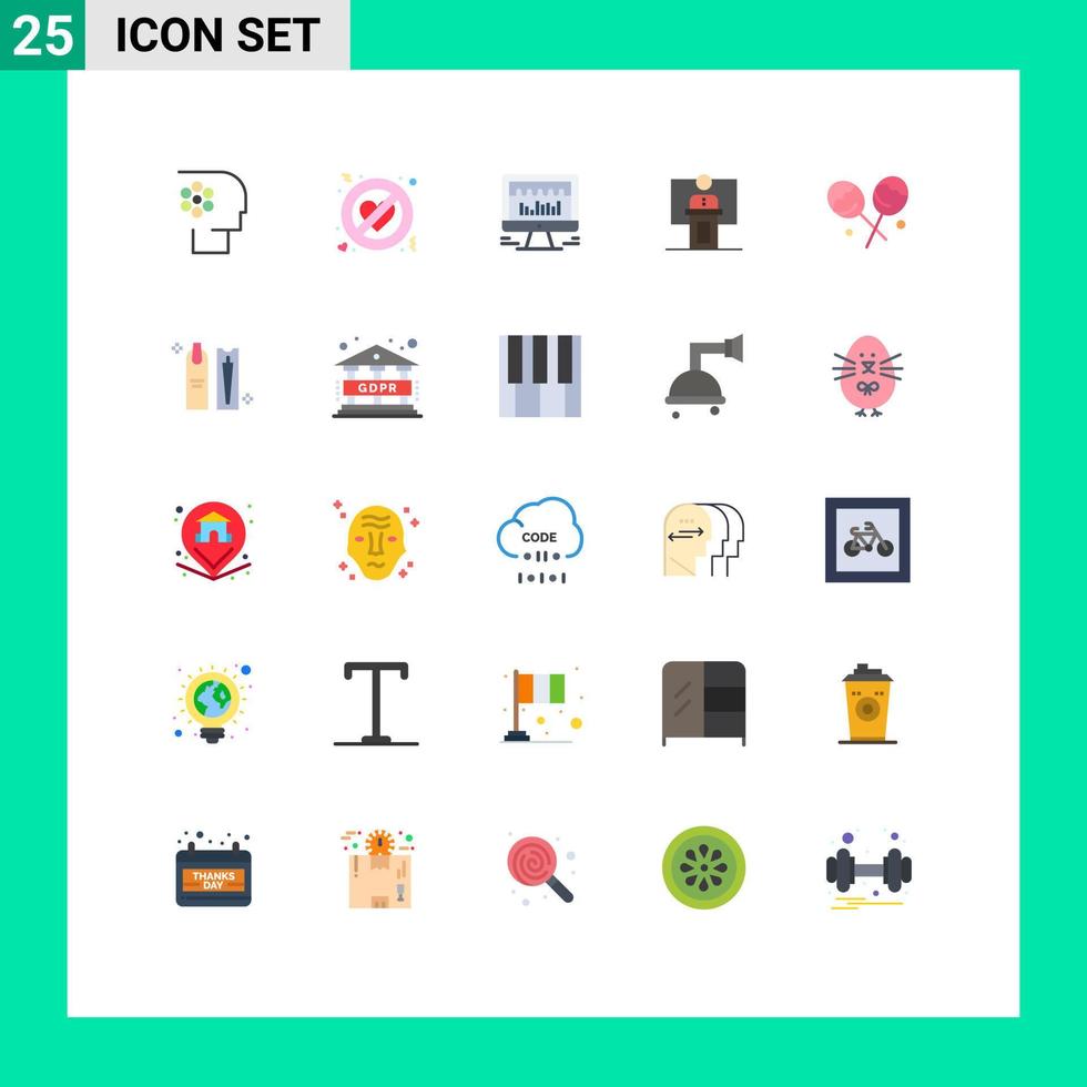 uppsättning av 25 vektor platt färger på rutnät för presentation konferens förbjuden företag Graf redigerbar vektor design element