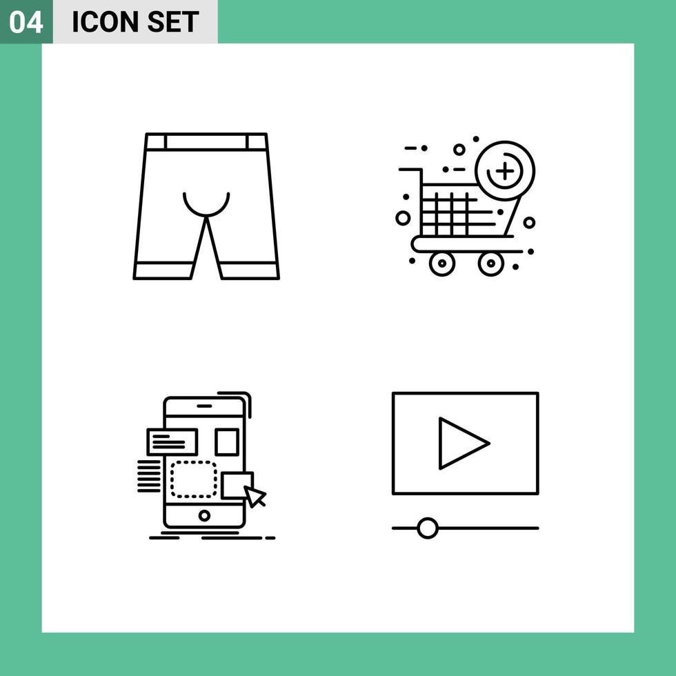 Piktogramm-Set mit 4 einfachen Filledline-Flachfarben von Zubehör, mobilem Kleid, neuem Artikel, ui, editierbaren Vektordesign-Elementen vektor