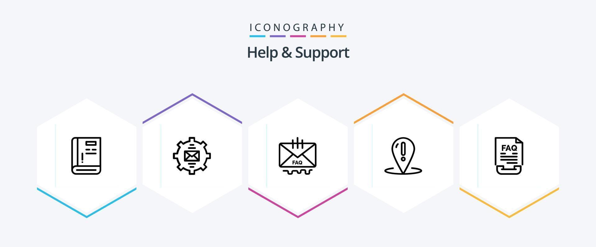 hjälp och Stöd 25 linje ikon packa Inklusive dokumentera. kommunikation. hjälp. Stöd. plats vektor