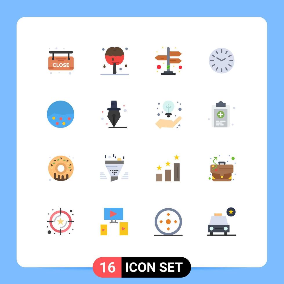 moderner Satz von 16 flachen Farben und Symbolen wie Hautschutz Hautpflege Navigation Hautreinigung editierbares Paket kreativer Vektordesign-Elemente vektor