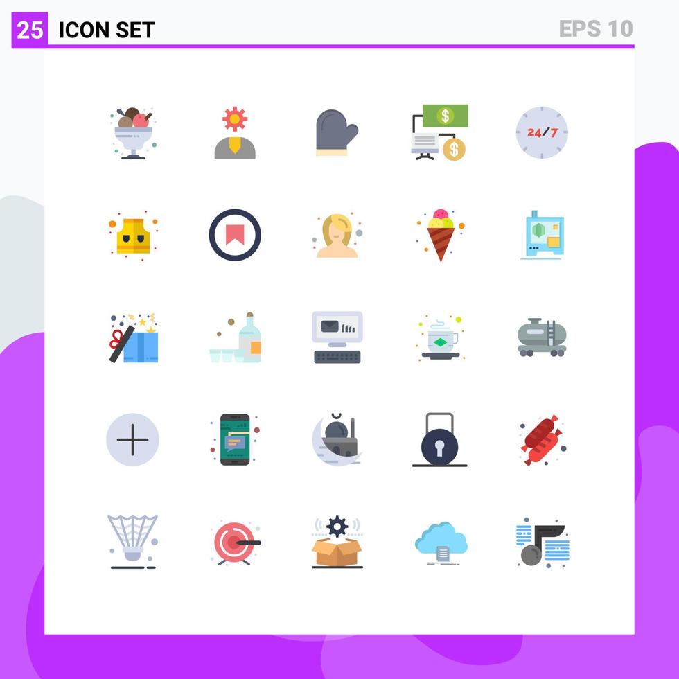 Stock Vector Icon Pack mit 25 Zeilenzeichen und Symbolen für Finanzbankservice Ofenhandschuhe editierbare Vektordesign-Elemente