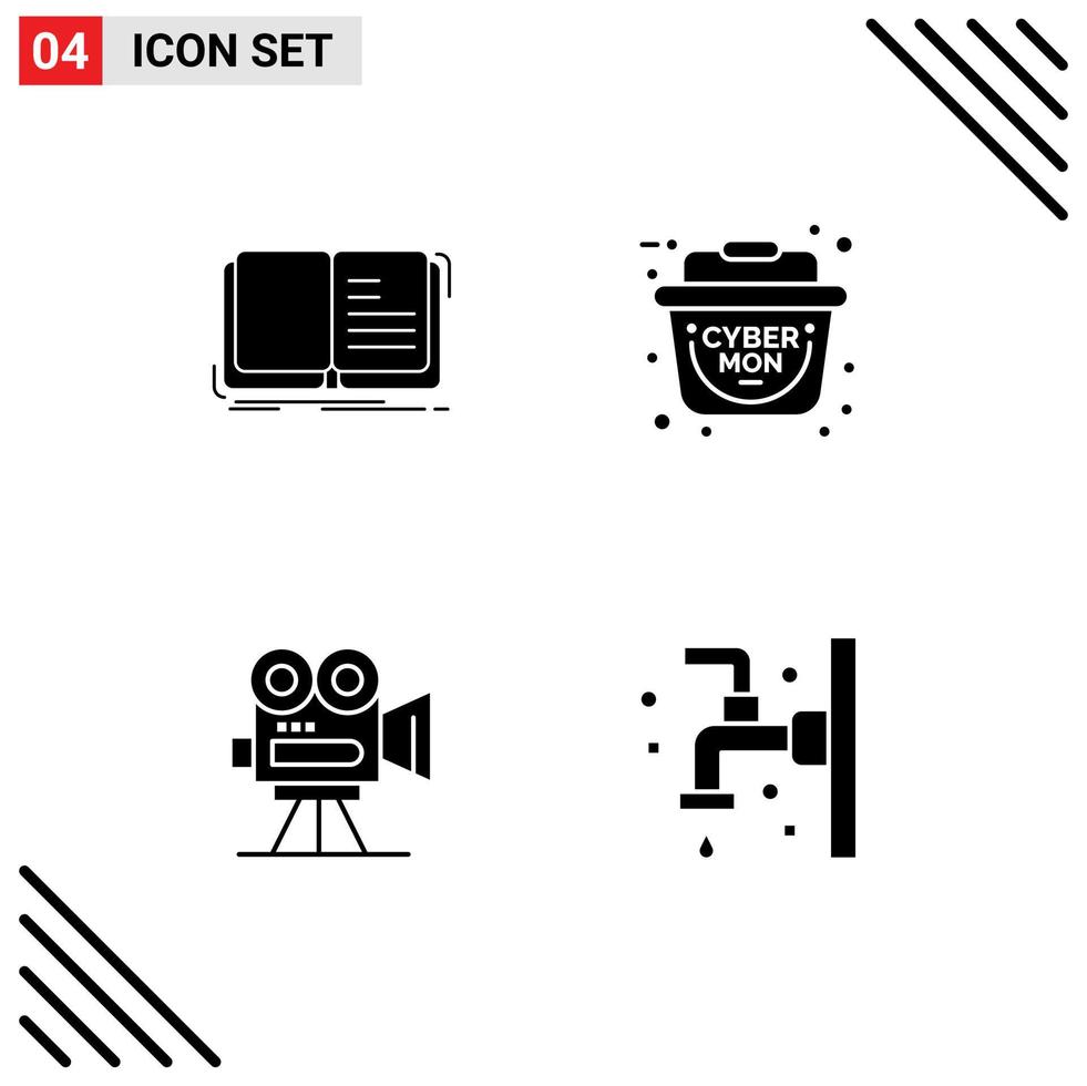 universell ikon symboler grupp av 4 modern fast glyfer av författare fånga berättelse försäljning film redigerbar vektor design element