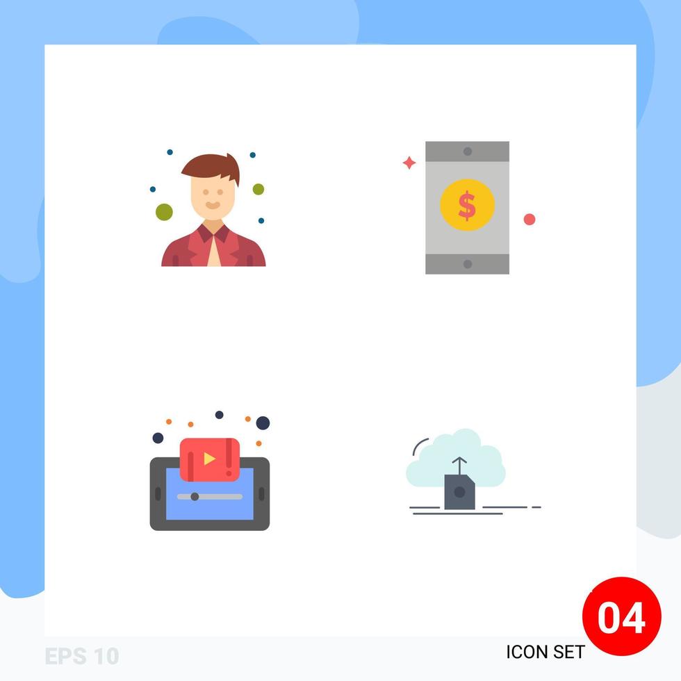 platt ikon packa av 4 universell symboler av samordnare inlärning arbetstagare tecken smartphone redigerbar vektor design element
