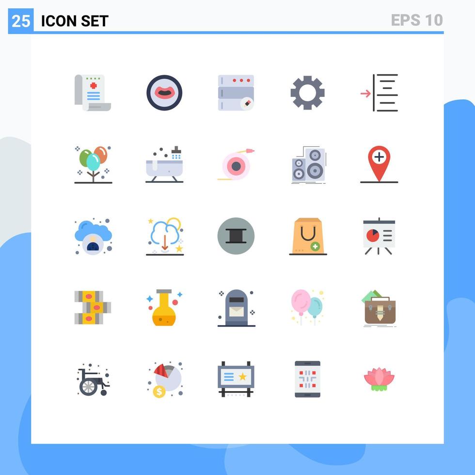 modern uppsättning av 25 platt färger pictograph av ballonger vänster databas indrag miljö redigerbar vektor design element