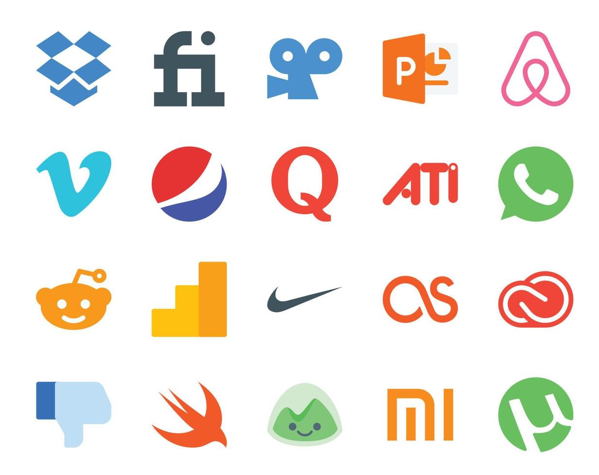 20 Social Media Icon Pack inklusive cc lastfm quora nike reddit vektor