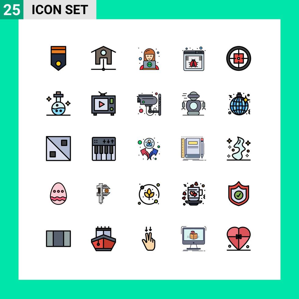 25 kreative Symbole moderne Zeichen und Symbole von Badge Web Customer Virus Browser editierbare Vektordesign-Elemente vektor