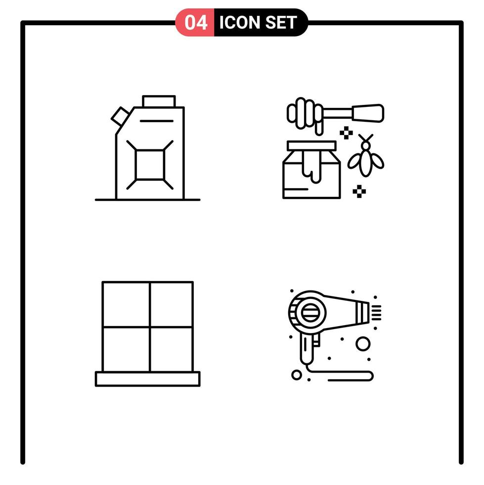 Set mit 4 kommerziellen Filledline-Flachfarben-Packs für Engine Gate Bee Sweet Home Door editierbare Vektordesign-Elemente vektor