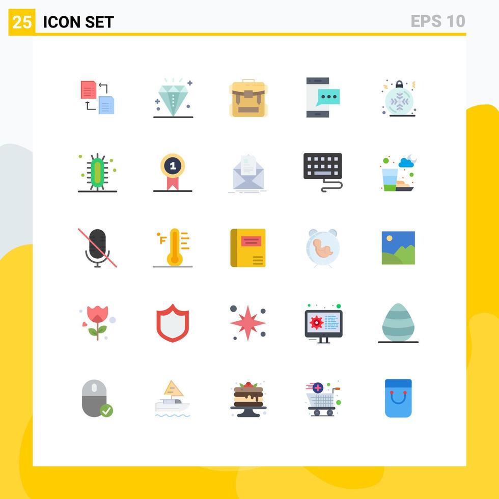 grupp av 25 platt färger tecken och symboler för smart telefon mobil väska meddelande bagage redigerbar vektor design element