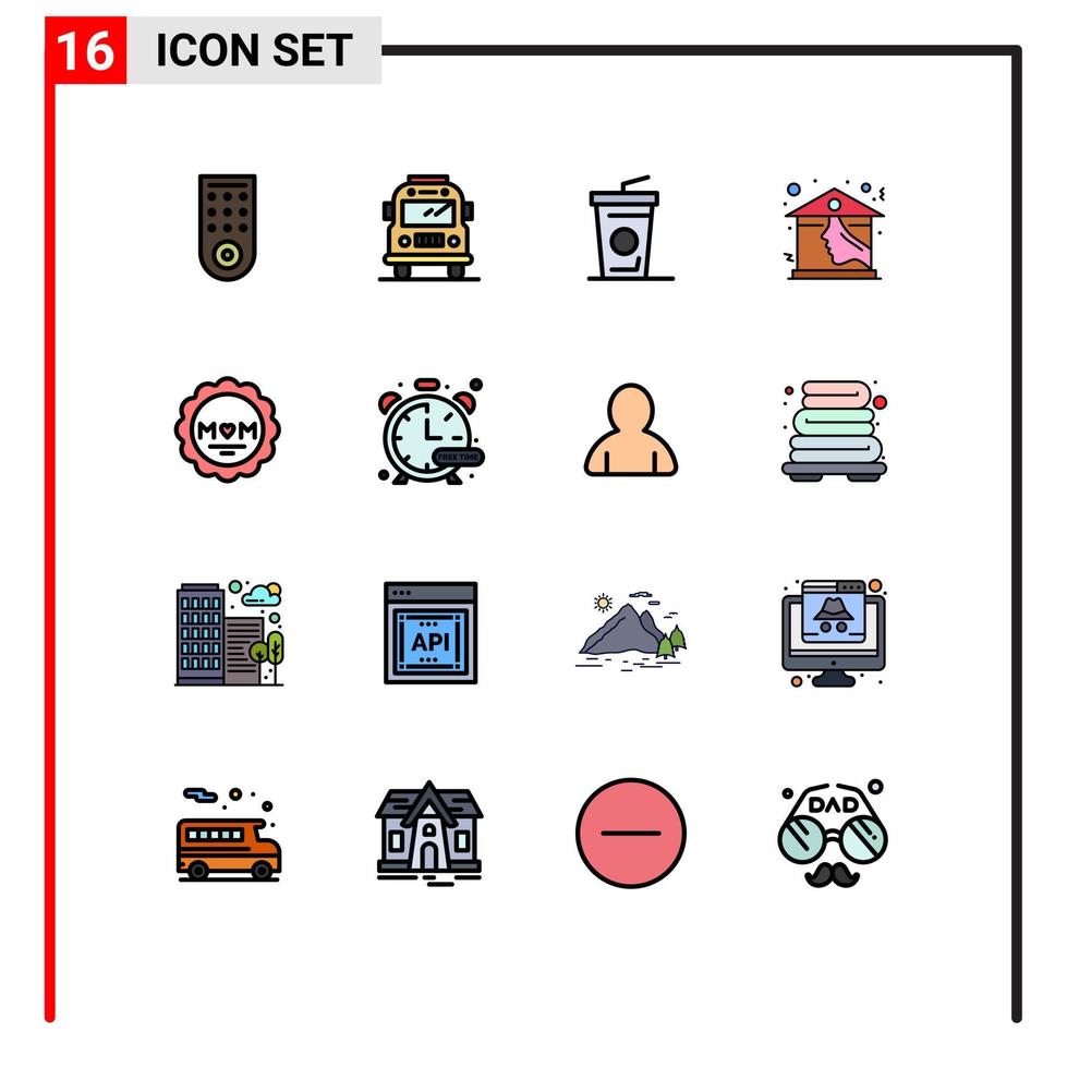 satz von 16 modernen ui symbolen symbole zeichen für timer mutter trinken liebe dach editierbare kreative vektordesignelemente vektor