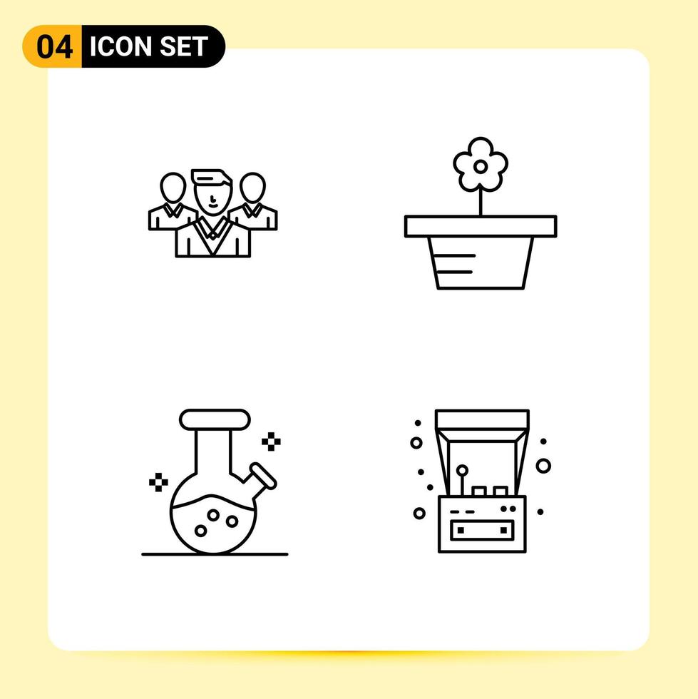 4 universelle Filledline-Flachfarben für Web- und mobile Anwendungen Personal Labor Gang Pot Arcade-Maschine editierbare Vektordesign-Elemente vektor