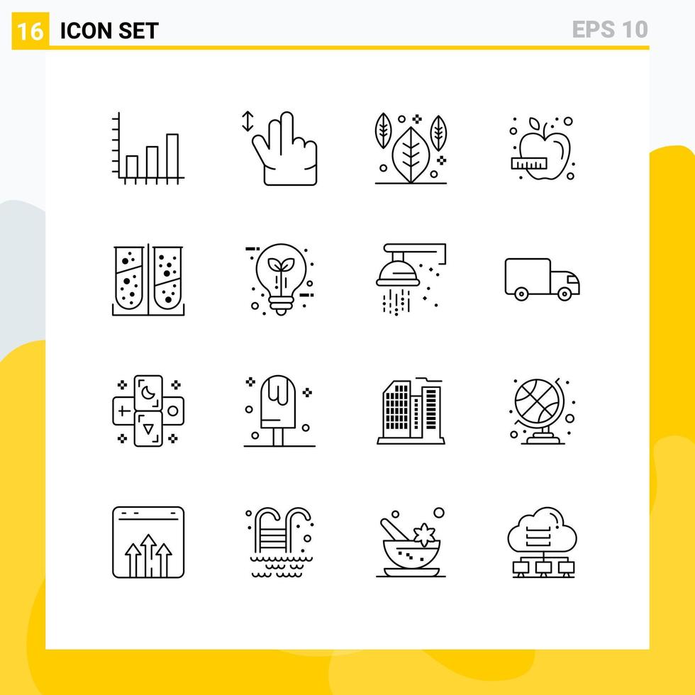 mobil gränssnitt översikt uppsättning av 16 piktogram av laboratorium testa kemisk blad anordning hälsa redigerbar vektor design element