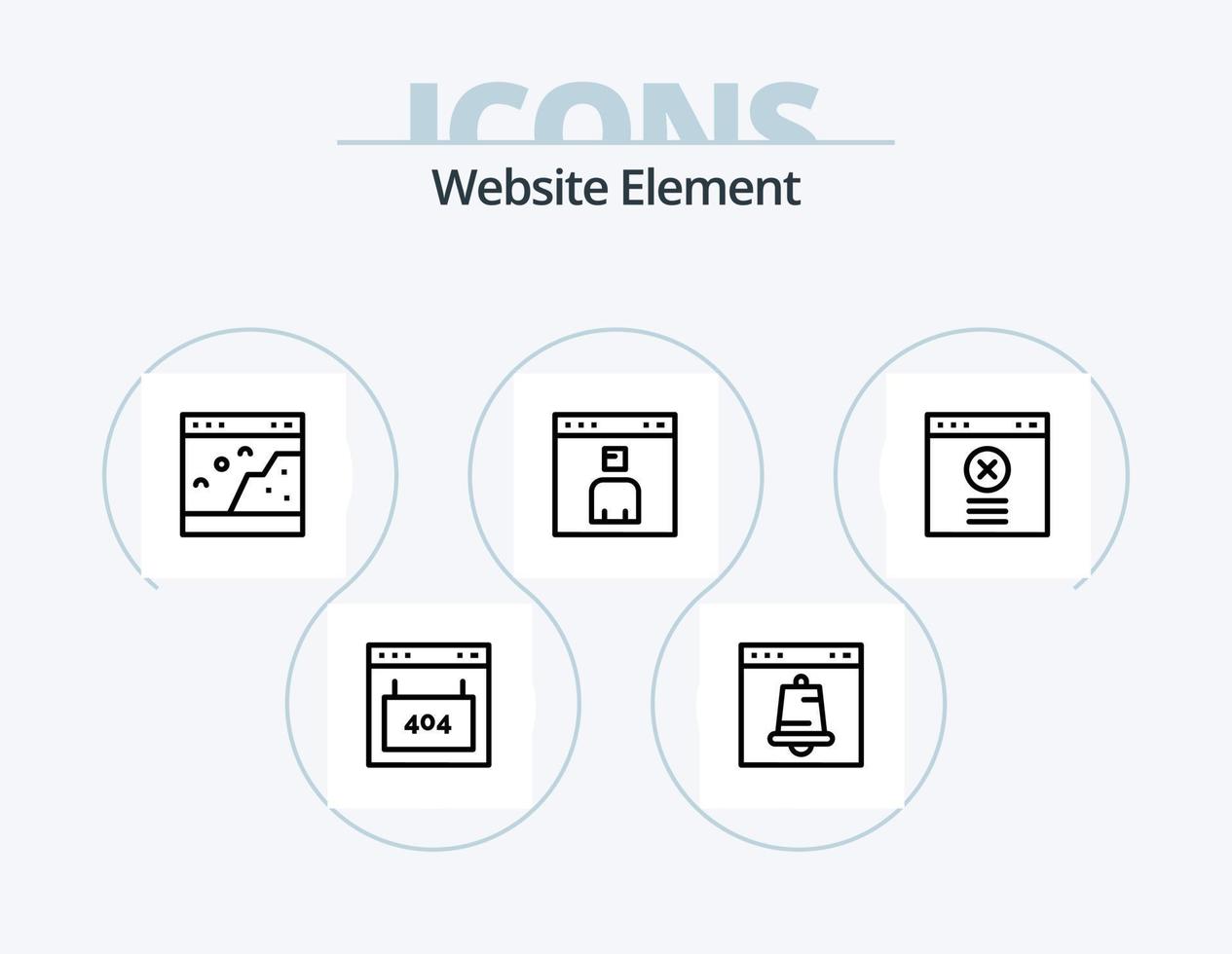 Website-Elementzeilen-Icon-Pack 5-Icon-Design. Zeit. Seite. Mappe. Schnittstelle. Webseite vektor