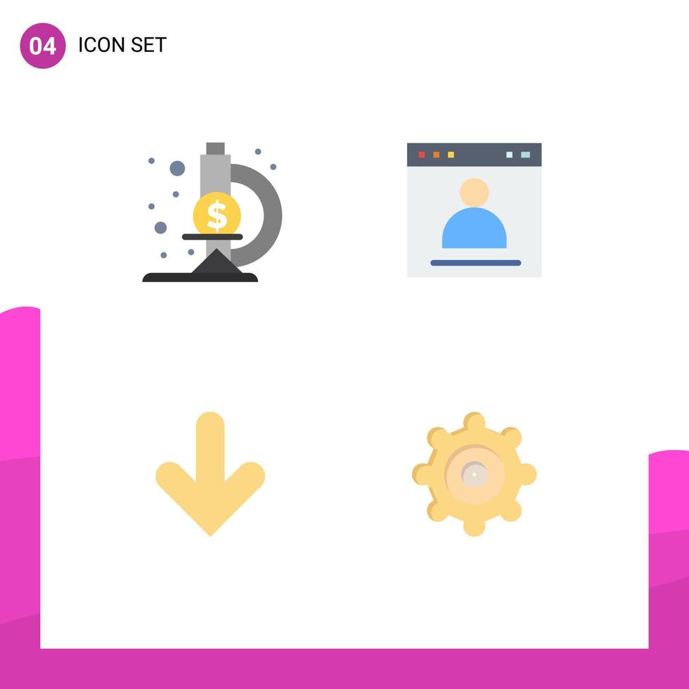 4 användare gränssnitt platt ikon packa av modern tecken och symboler av laboratorium ner browser sida ladda ner redigerbar vektor design element