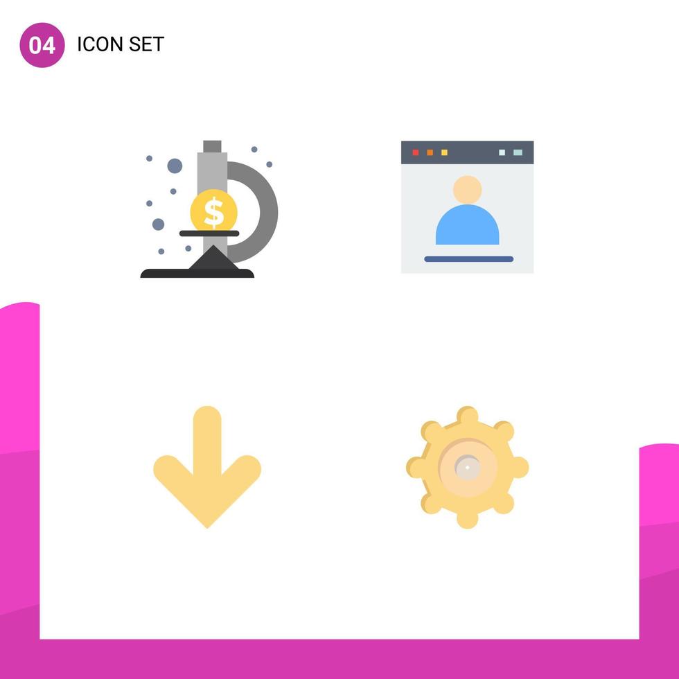 4 flaches Symbolpaket der Benutzeroberfläche mit modernen Zeichen und Symbolen des Labors nach unten Browserseite herunterladen editierbare Vektordesign-Elemente vektor