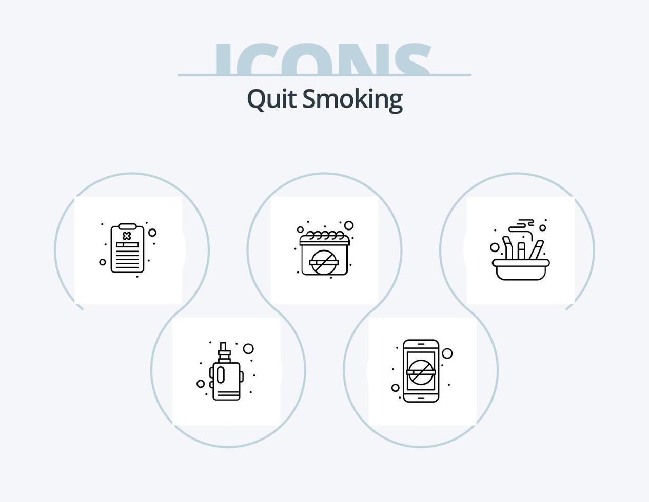 Beenden Sie das Rauchen Linie Icon Pack 5 Icon Design. stellen. Zigarette. Gesundheit. Aschenbecher. Geruch vektor