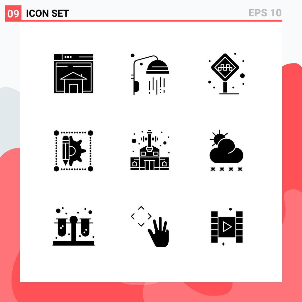 uppsättning av 9 modern ui ikoner symboler tecken för penna design dusch kreativ taxi redigerbar vektor design element