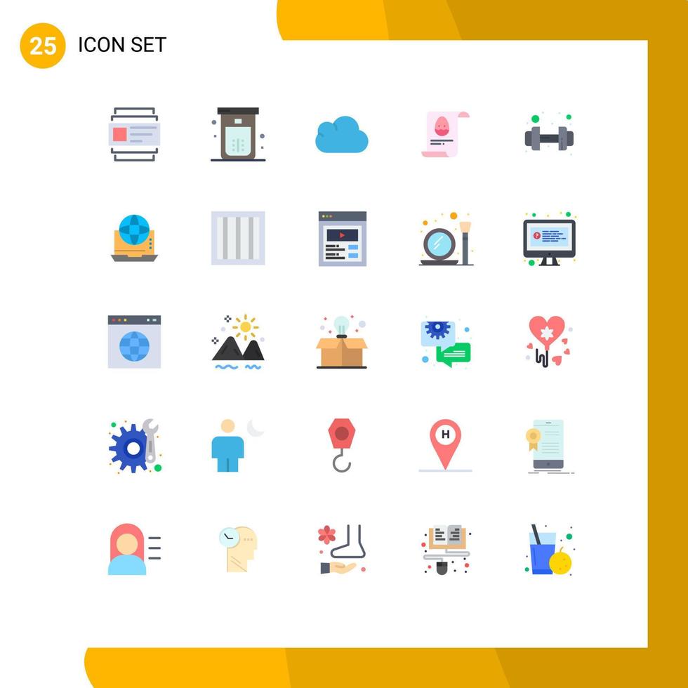 25 platt Färg begrepp för webbplatser mobil och appar sport hantel moln ägg data redigerbar vektor design element