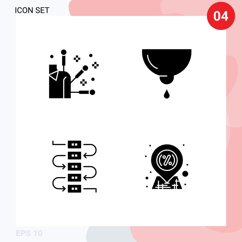 fast glyf packa av 4 universell symboler av akupunktur notera bebis mjölk rabatt redigerbar vektor design element