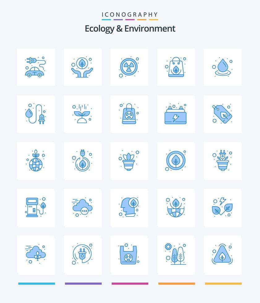 kreativ ekologi och miljö 25 blå ikon packa sådan som ekologi. . kärn. återvinna väska. organisk vektor